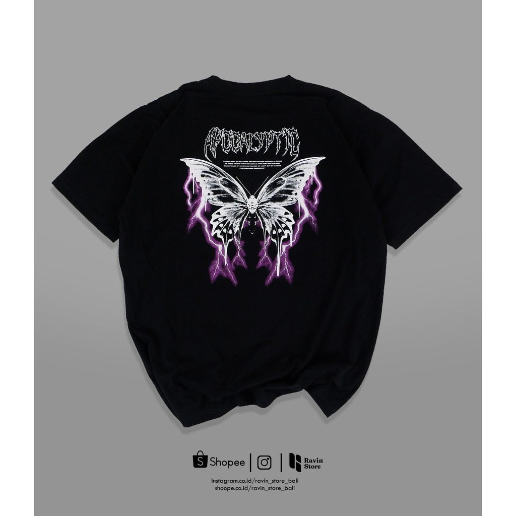 kaos OVERSIZE | unisex motif kupu - kupu metal