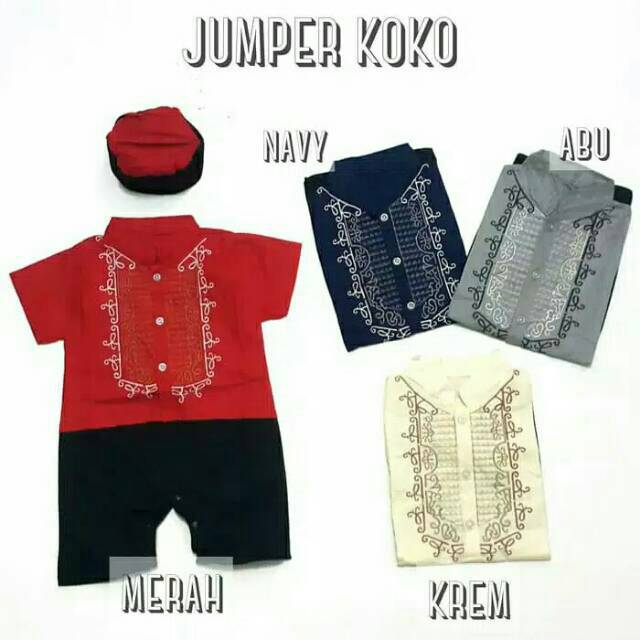 Jumper Koko Bayi Romper - baju anak laki laki baru lahir 0 3 6 9 12 bulan - Aqiqah lucu newborn