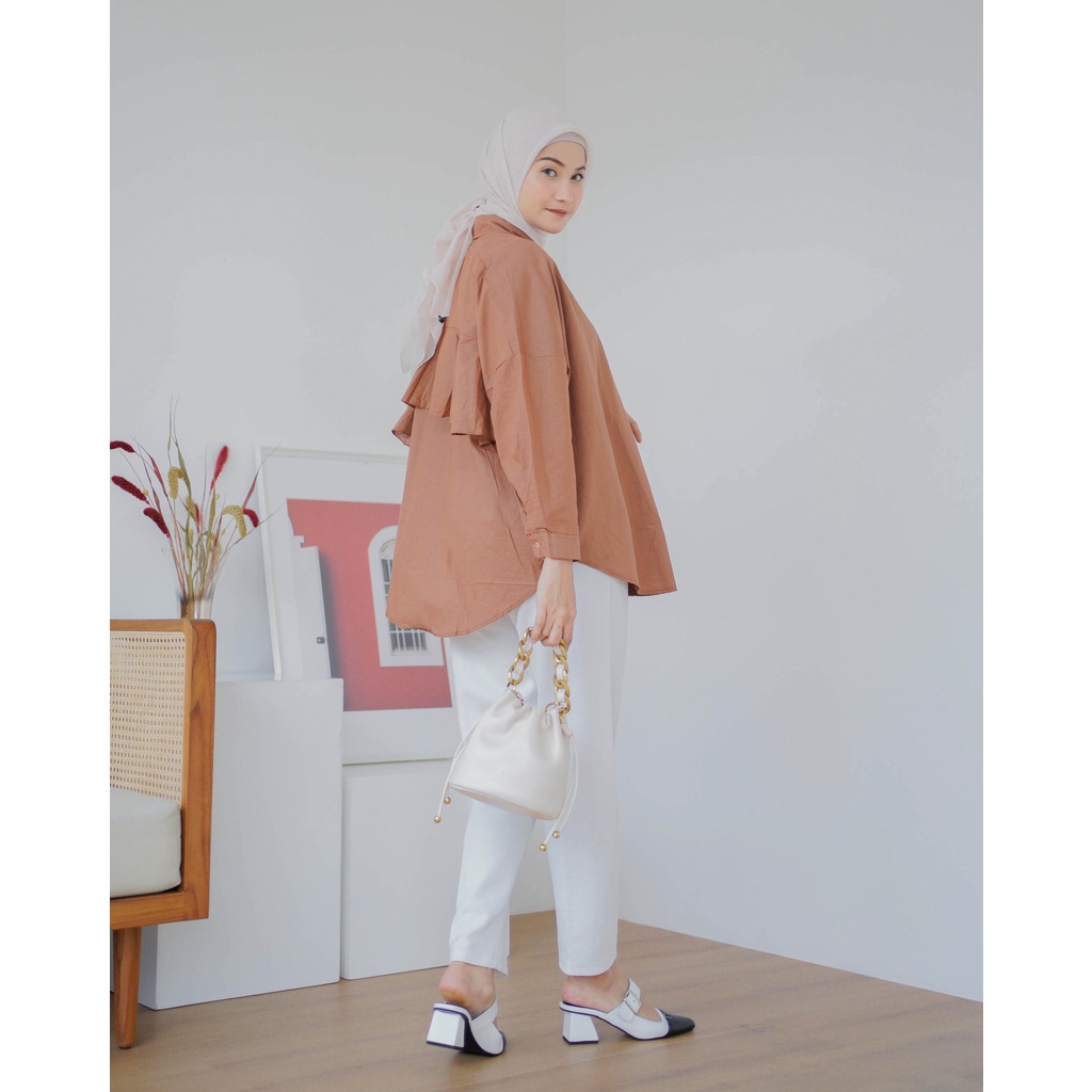 BEFAST - ZRX OOTD Blouse TIKA / TINY KATUN SHIRT / Blouse Muslimah / Atasan Blouse Kekinian / Blouse Trendy / Atasan Lengan Panjang Wanita / Blouse Polos Casual / Fashion Remaja Wanita Formal / Terbaru / Terlaris