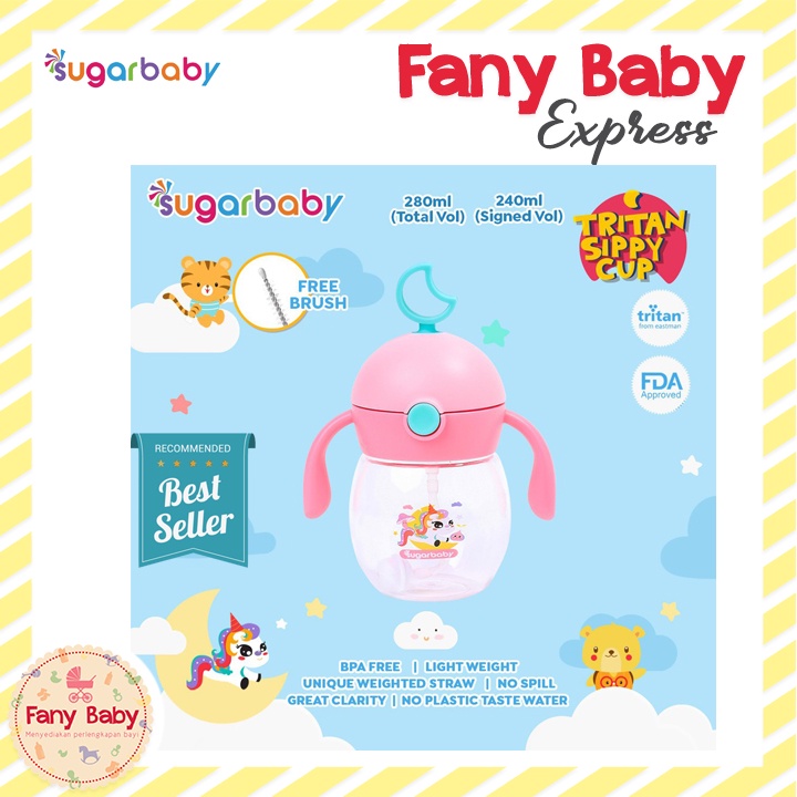 SUGAR BABY TRITAN SIPPY CUP MOON / 9 MONTH [240ML / 280ML]