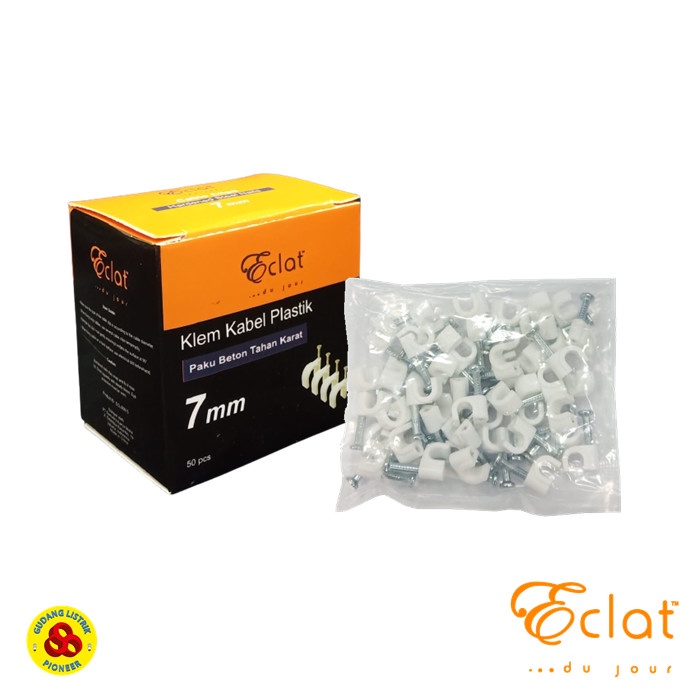 Eclat Klem Kabel 7mm Putih Paku Beton Round Cable Clips No 7