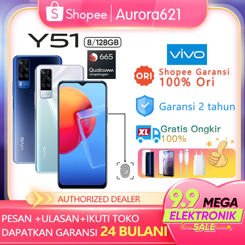 Vivo Y51A/Y51 2021 RAM 8GB ROM 128GB 8/128Gb Garansi Resmi Original