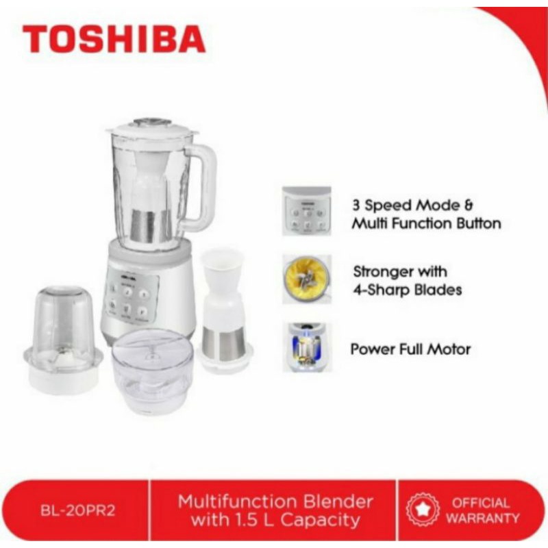 Blender Toshiba BL-20PR2 4 in 1 | Pencampur plastik BL20PR2 20 PR2