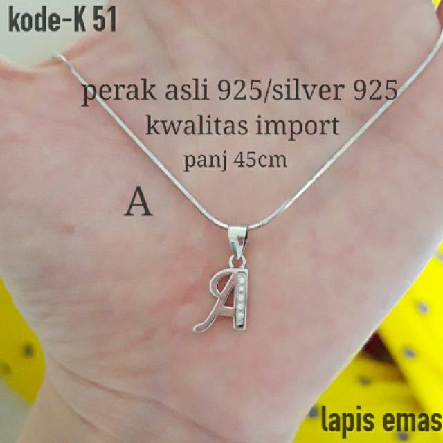 KALUNG HURUF A PERAK 925 ASLI LAPIS EMAS READY BANYAK HURUF