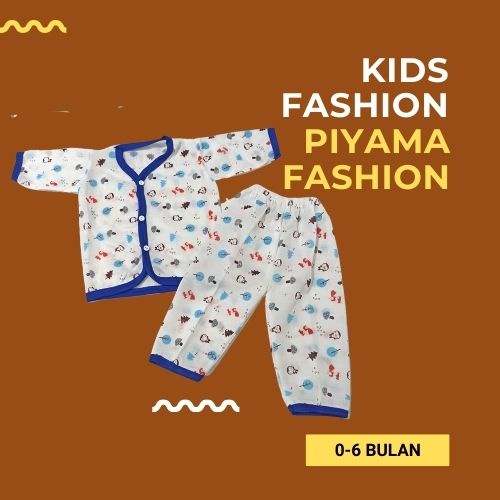 Setelan Piyama Panjang Baju Tidur Anak Bayi Usia 0-6 Bulan