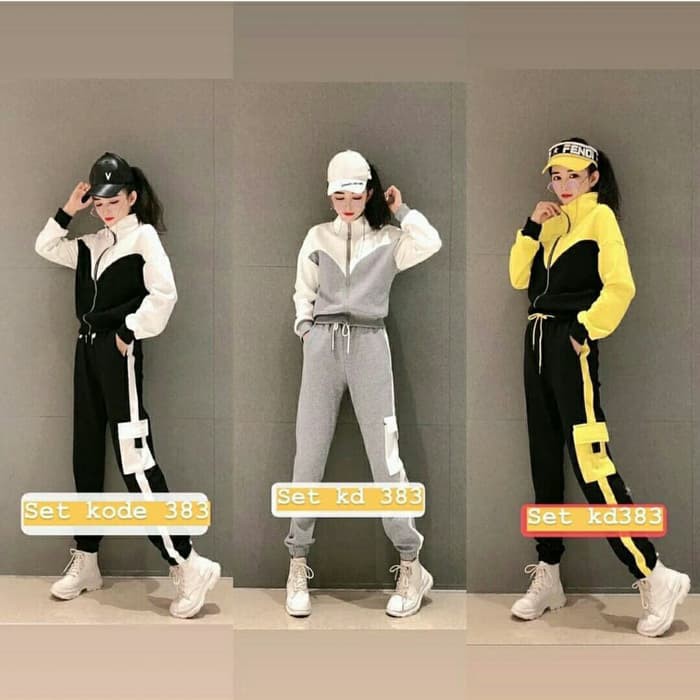 Baju Setelan Olahraga Wanita Stelan Trininng Jogging Murah Set Training Kekinian Korean Style Joging