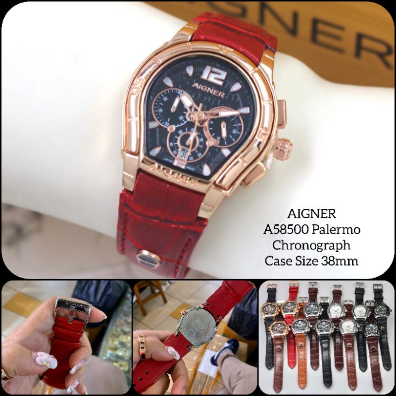 Jam Tangan Wanita Aigner Palermo A58500 Chronograph Aktif Tali Kulit