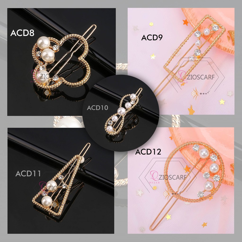 [Bayar Di Tempat] Jepit Rambut Mutiara Poni Samping Hairpin Bahan Metal Model ACD Kiss/Boss/Sexy