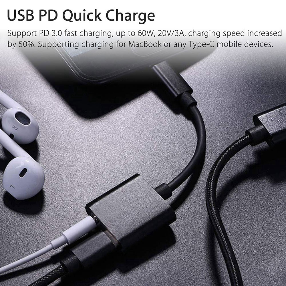 Adaptor Splitter Charger Headphone 2 in 1 Tipe C Dengan Jack Earphone 3.5mm Untuk Xiaomi 8 9 Huawei Samsung