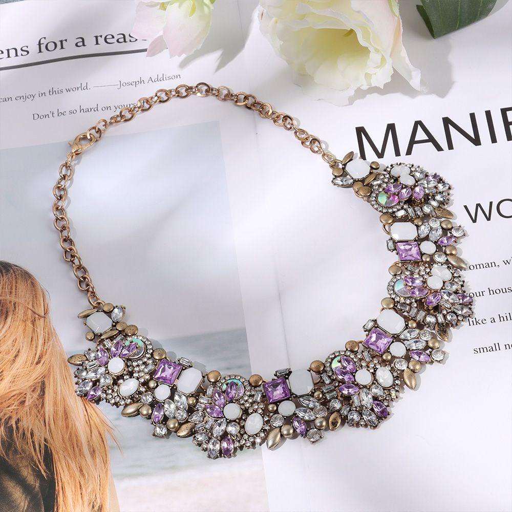 PREVA Rhinestone Big Bib Necklace Fashion Accessories Shiny Gift Luxury Wedding Jewlery Exaggerated Big Collar Necklace