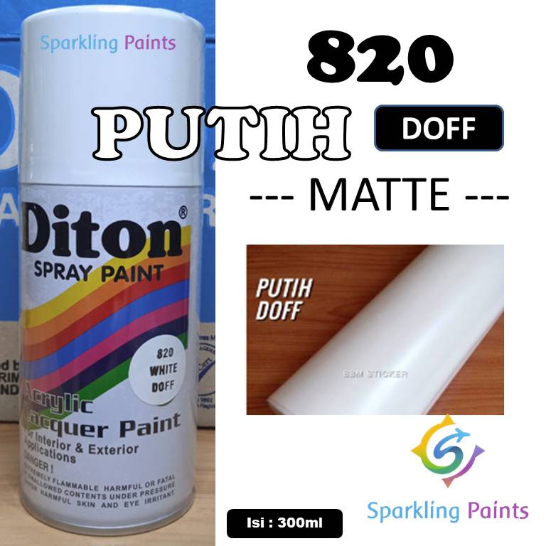 Pilox DITON White Doff 820 300ml Warna Putih Dop Matte Matt sepeda motor mobil semprot aerosol