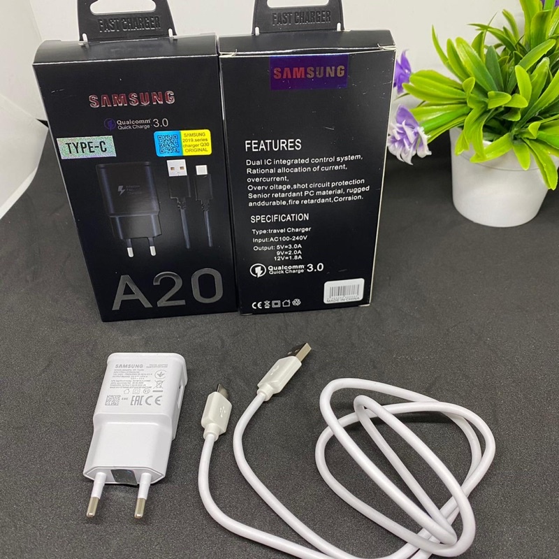 PROMO CHARGER SAMSUNG ORI FAST A20 MICRO TYPE C COMPATIBLE FOR ANDROID SMARTPHONE TC SAM A-20 ORI