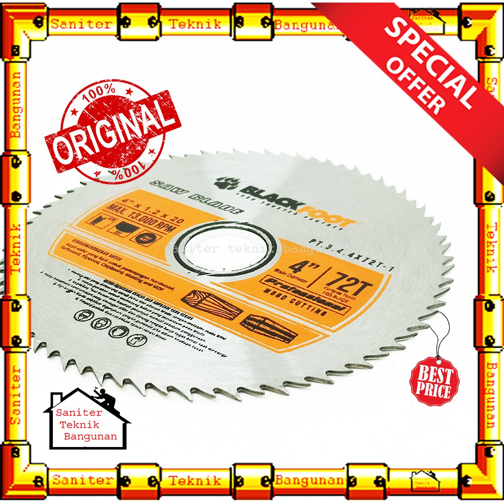 Mata Gerinda Saw Blade Blackfoot 4X72T / Mata Potong Kayu