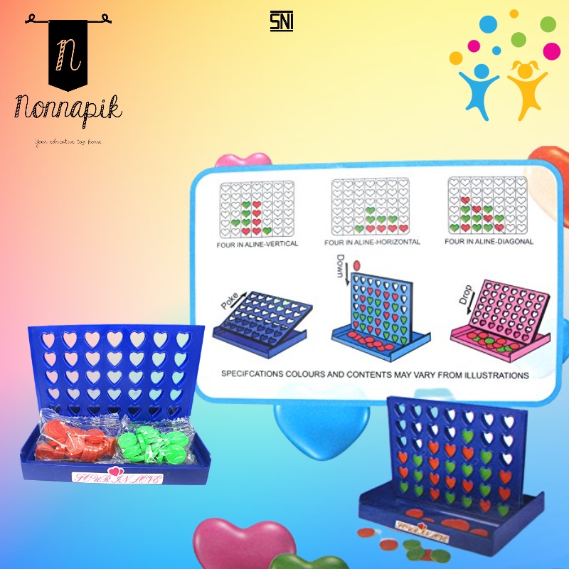 Mainan bingo - line up 4 - connect four board tic tac toe game