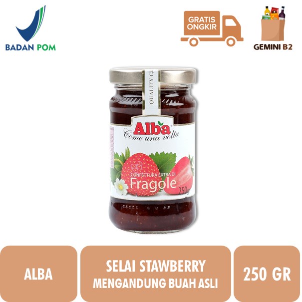 

Alba Natural Strawberry Selai Stroberi 230gr (Fragole) Impor Italy
