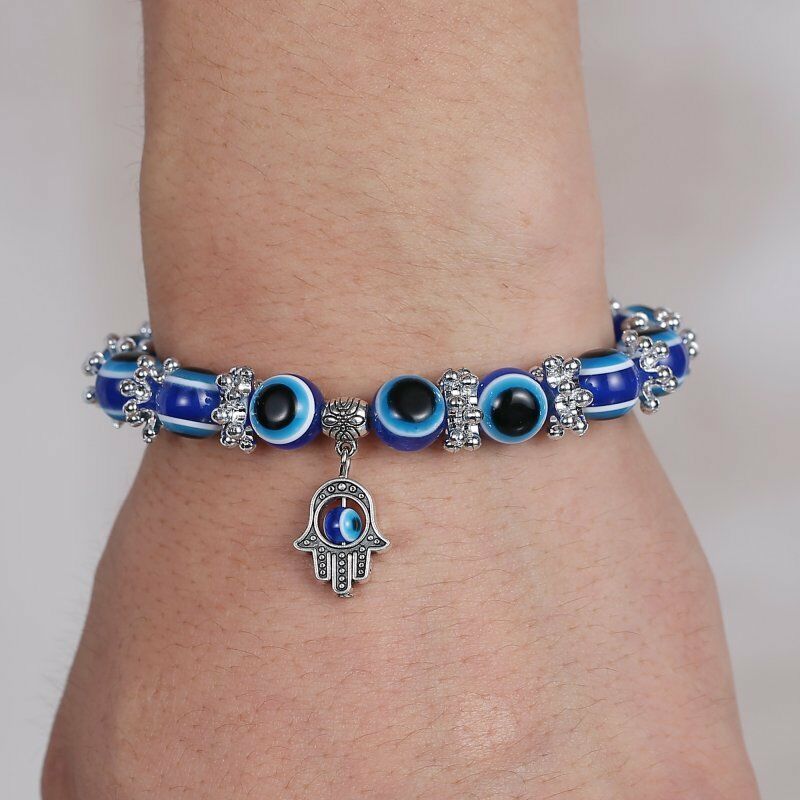 Gelang Tangan Keberuntungan Desain Manik Evil Eye Biru Gaya Turki Untuk Wanita