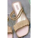 Sandal Slop Hak Wanita 2 Tali Kerut Simpel Cantik Mewah Import MGR Mokaya Morego BALANCE breslin  / SIze 36-40 (713)