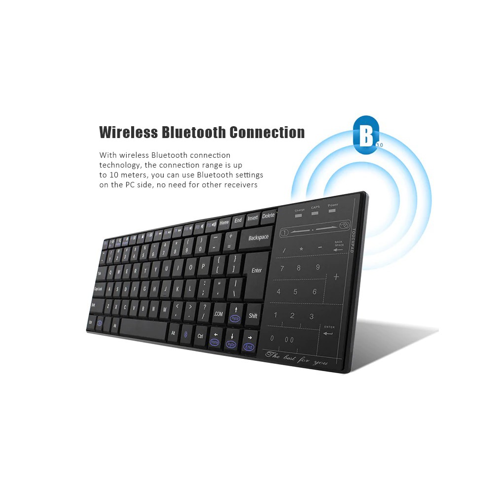 BT10 - Bluetooth 3.0 Keyboard with Numeric Touchpad - Keyboard Bluetooth Portabel dengan Touchpad