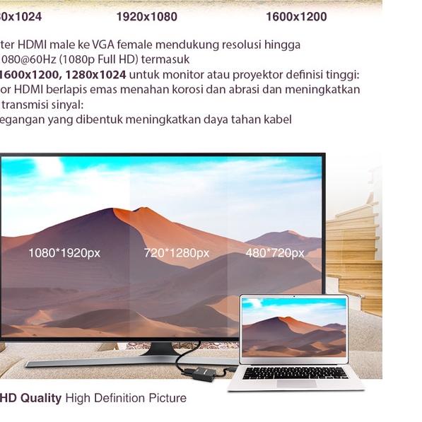 ♦ IPASON Adapter Digital to Analog Video Audio Converter HDMI to VGA 720p or 1080p ♠