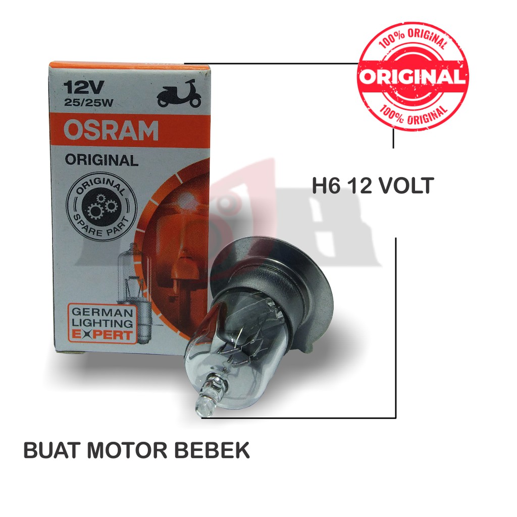 Original Osram Bohlam Halogen Lampu Depan Motor Bebek Matic H6 12v