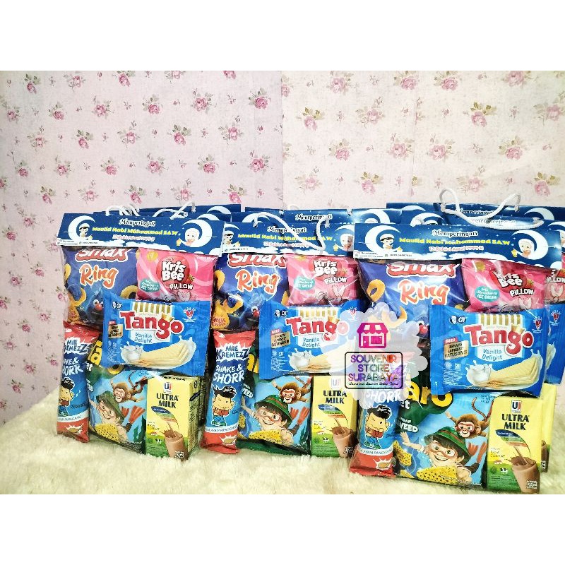 Bingkisan Murah SNH10|| Bingkisan Berbagi || Bingkisan Ulang Tahun || Bingkisan Hari Raya || Souvenir Snack || Souvenir Custom || Snack hangtag