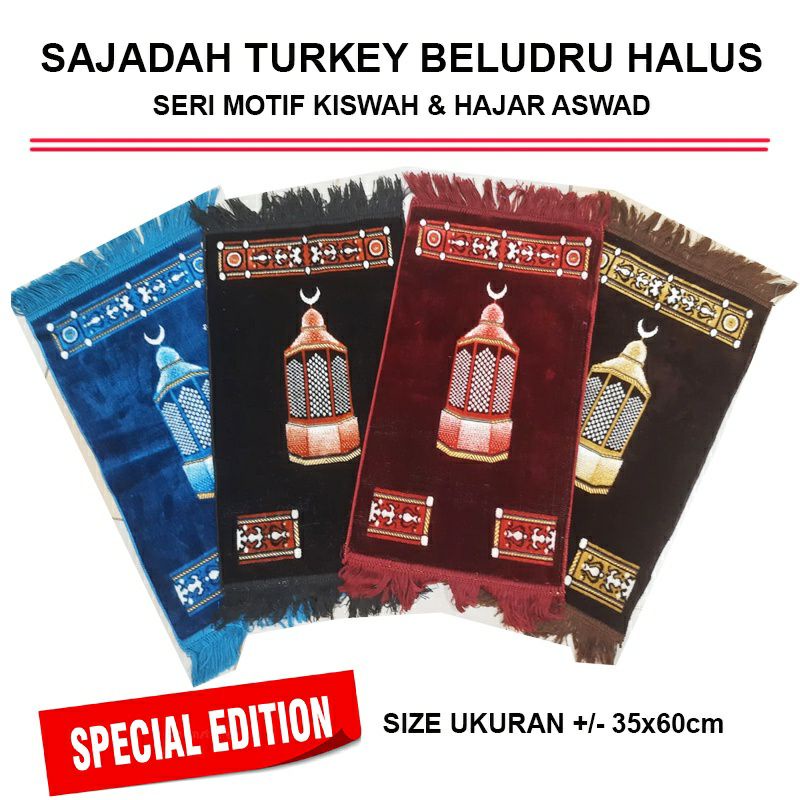 Sajadah Turki Kiswah Muka/Kepala Mini Impor Bludru Warna 35x60cm