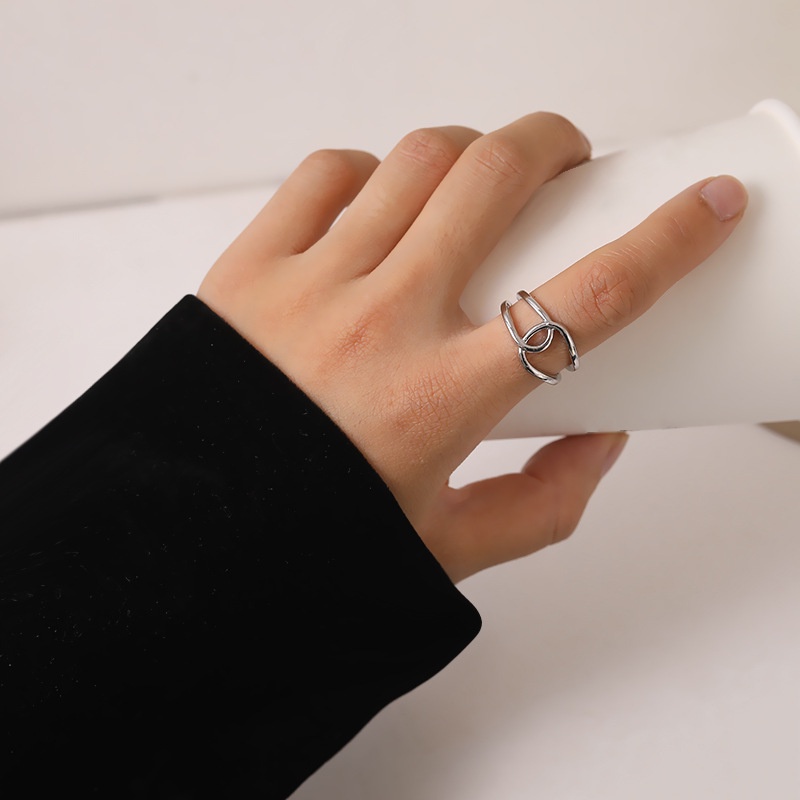 cincin wanita Korean version of simple fashion personality geometric open ring