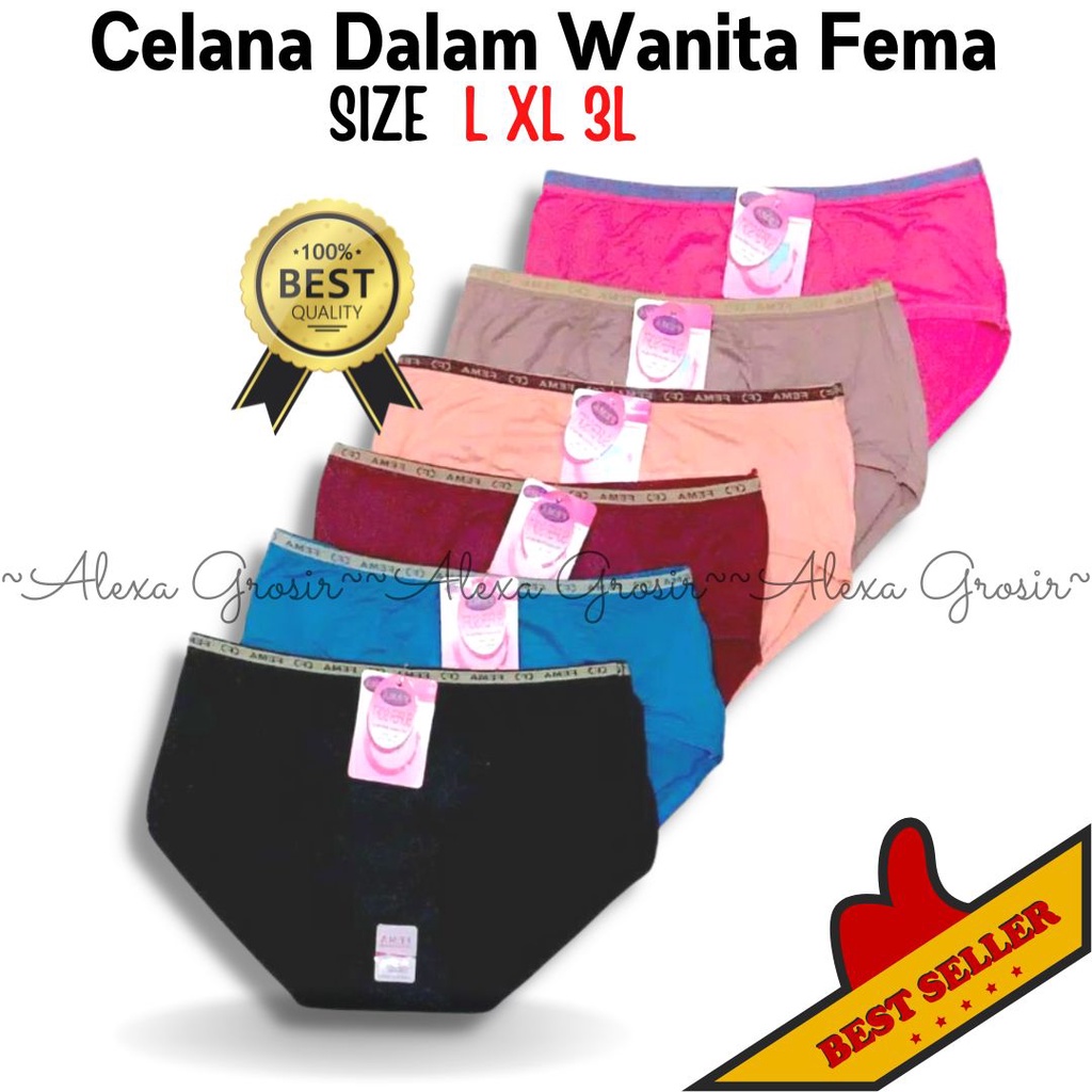 CD Celana Dalam Wanita Panties 393 XXL Fema Polos Import Katun Polyester Halus Premium