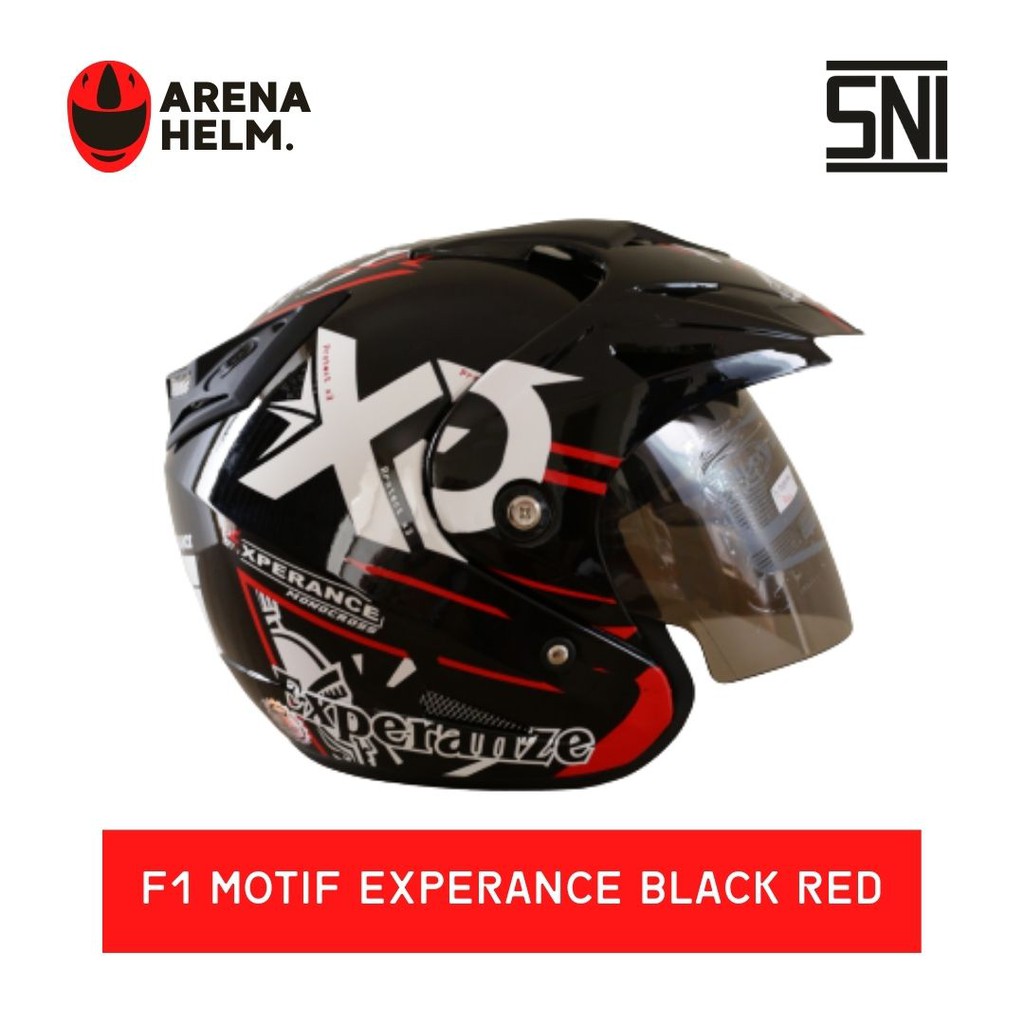 Helm SNI Murah Keren Cowok Hitam Doff Merah Half Face Model GM
