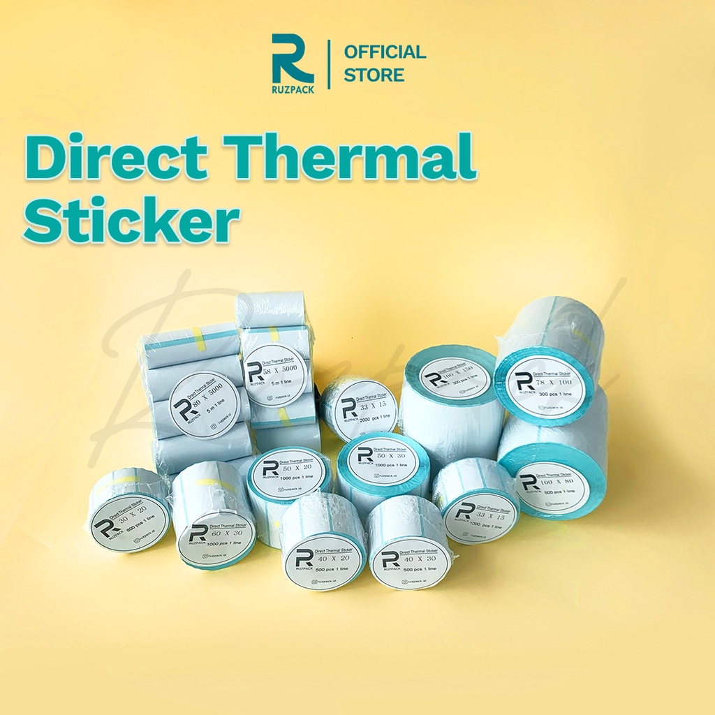 Direct Thermal Sticker [33x15 MM] Stiker Resi Pengiriman Label Barcode Thermal 2 LINE 2000 PCS