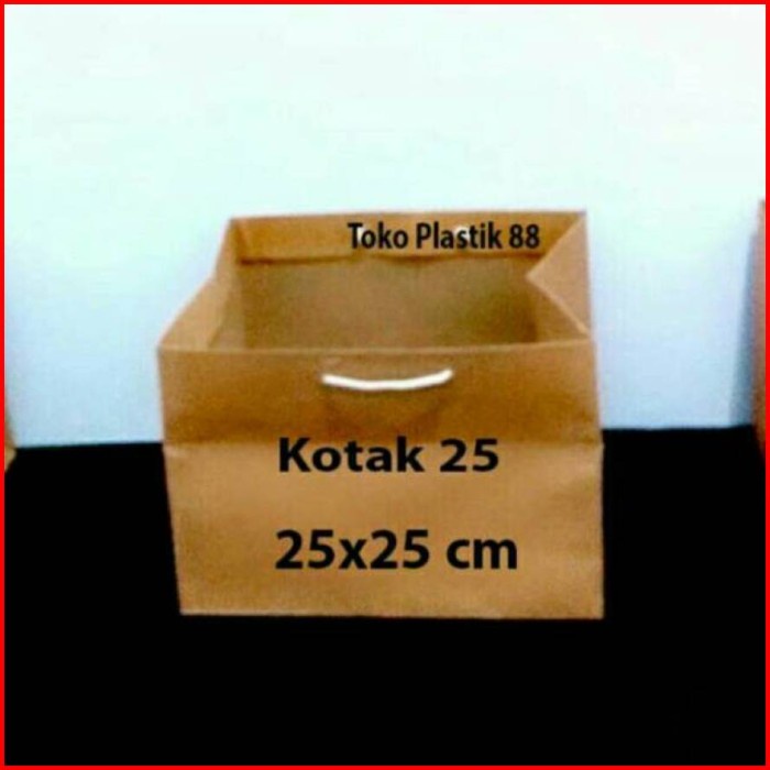 

✨ BISA COD ✨ Paper bag kotak Paperbag coklat polos size kotak 25 isi 12 pcs