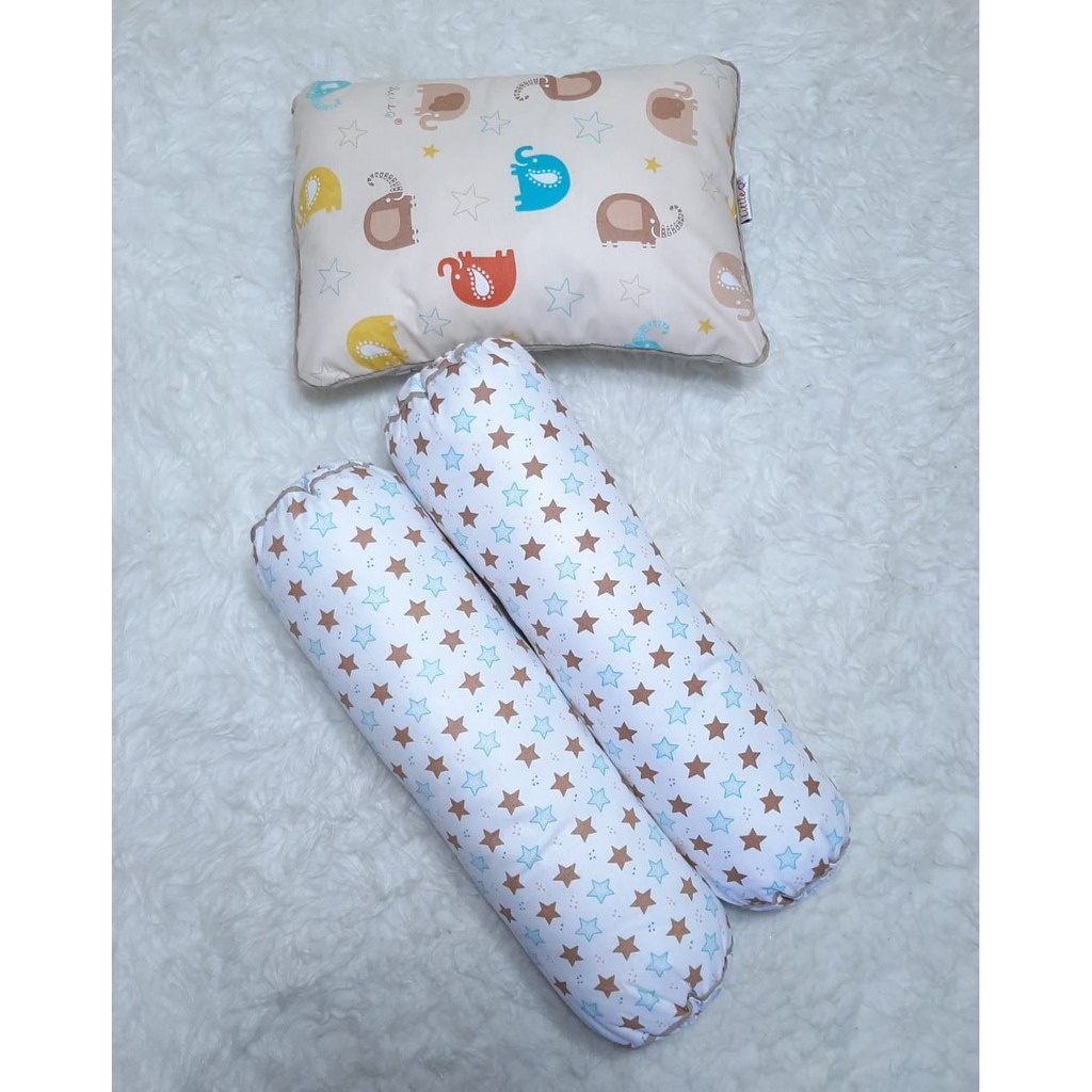 Littel Q Bantal Set 1 Bantal + 2 Guling Bayi /Bantal Guling Set Bayi