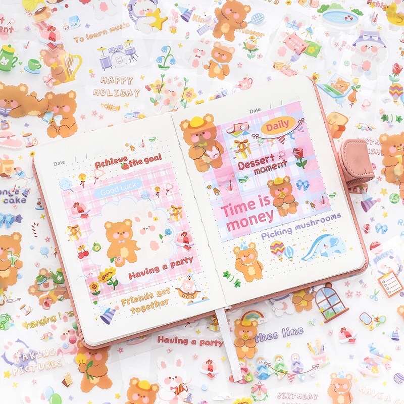 READY STOCK BISA COD 5 LEMBAR STIKER TANPA BOX BERUANG LUCU KARAKTER KARTUN KAWAII GAYA JEPANG KOREA FANCY AESTHETIC DECO DIY JURNAL DIARY SCRAPBOOK BOTOL AIR MINUM VIRAL FANCY UNIK LOVELY BEAR BUNNY KELINCI HEWAN PINK WARNA WARNI DEKORASI