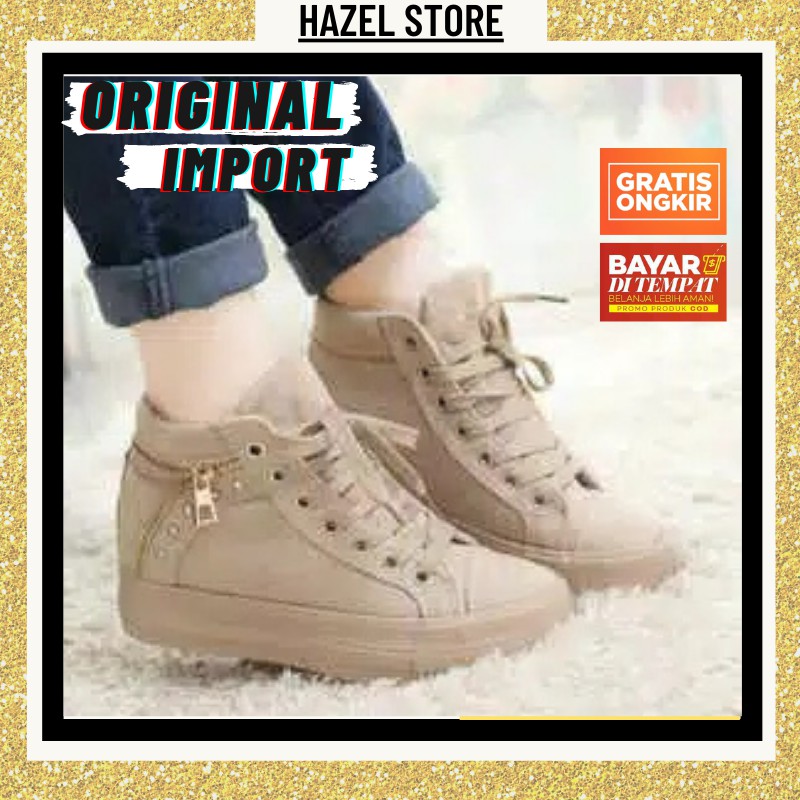 Sepatu Boot Bot Bots Wedges Korea Import Wanita Murah Cewek Prempuan Casual COD Boot R.011 Cream