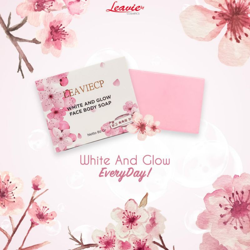 LEAVIECP WHITE AND GLOW FACE BODY SOAP 80 GR ~ SABUN PENCERAH WAJAH LEAVIECP