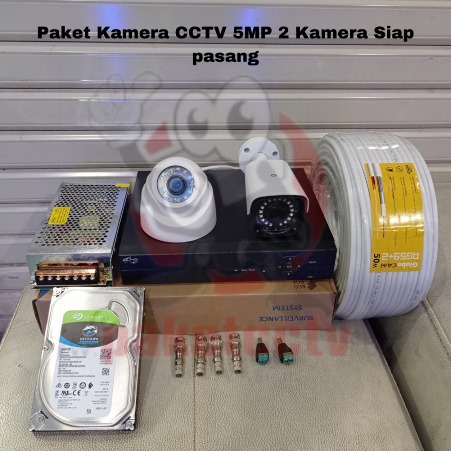 Paket CCTV 2 kamera 5 MegaPixel sudah lengkap Siap Pasang DVR 4Ch Edge / Paket CCTV Murah