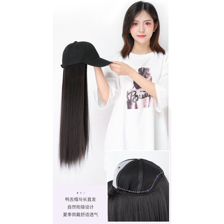 HTQ premium wig topi baseball tebal matte HQ half wig hat