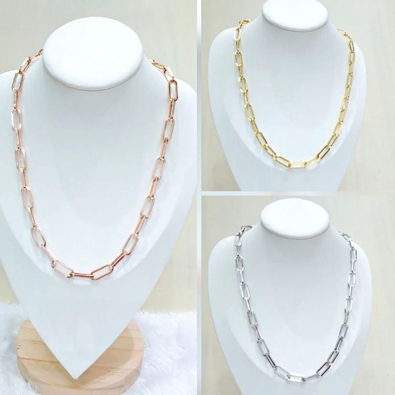 Kalung Rantai Pria Wanita Titanium Persegi Besar