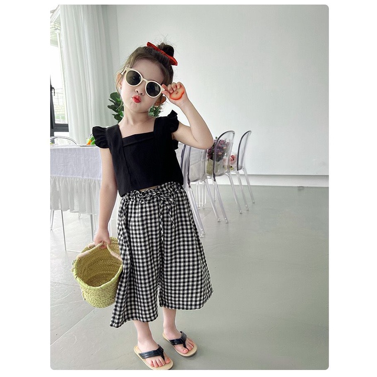 (LOLI-JKT) BS-268 SET ANAK CEWEK BLACK BOX BACKLESS VEST SIZE 100-140