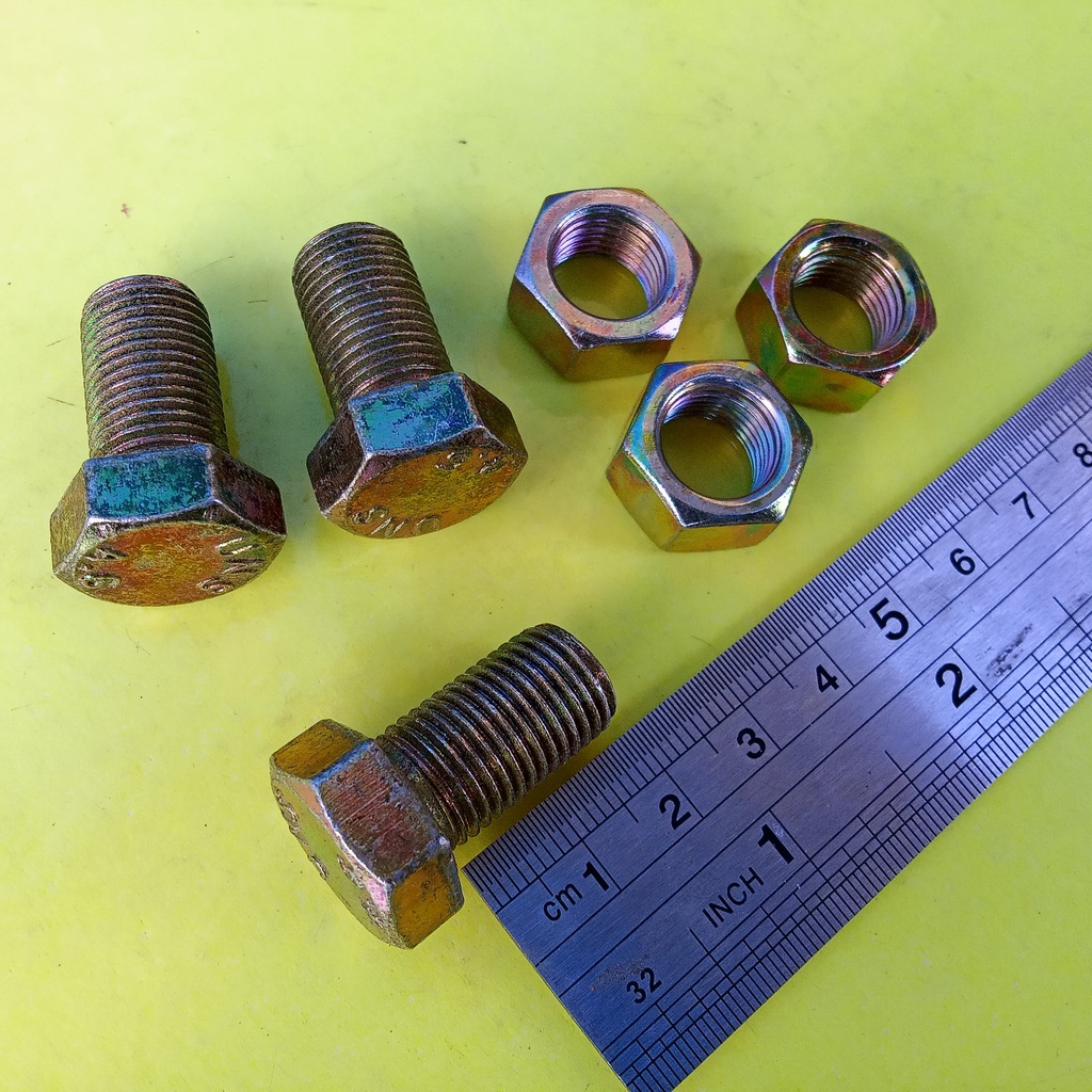 BAUT MUR KUNING M12 X 20 / BMK M12 X 20 / BAUT M12X20 KUNING / BAUT M12 / BAUT 17 KUNCI 17 / PANJANG