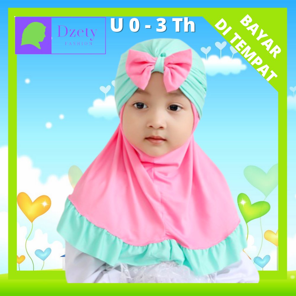 Pashmina Instan Karet Anak Bayi Ceruty Baby Doll 0-2 Tahun / Kerudung Hijab Pashmina Karet Anak Bali