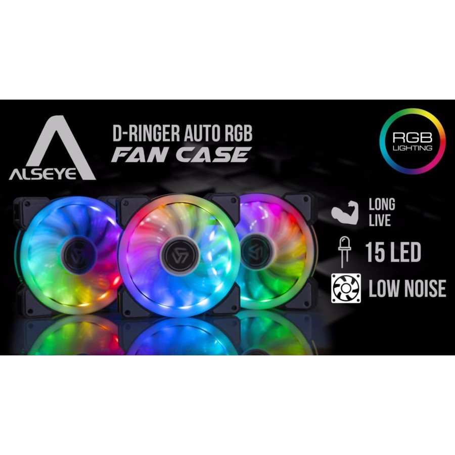 Fan casing led Pc Komputer alseye 12cm led d-ringer auto rainbow A-Rgb - Kipas Computer Case