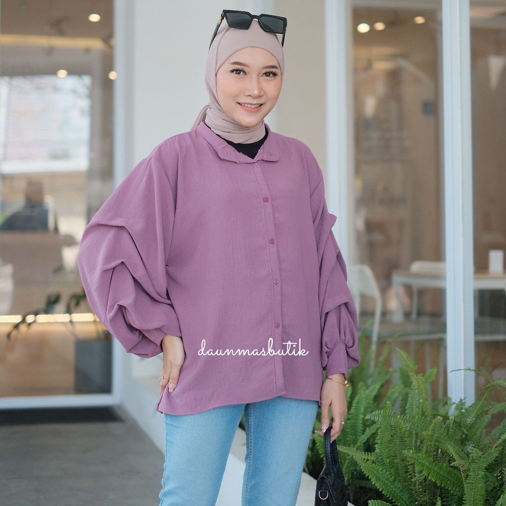 1KG MUAT 5PCS | SYANAZ TOP BLOUSE AKSEN TANGAN CUBIT HITS OOTD SELEBGRAM FASHION GROSIR WANITA