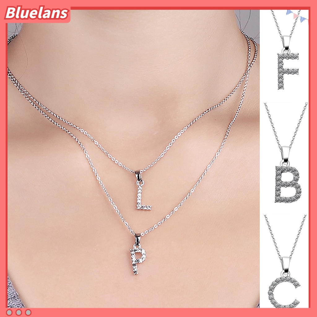 Kalung Choker Hias Liontin 26 Huruf Inggris Bahan Alloy Electroplating Cubic Zirconia Adjustable Untuk Wanita