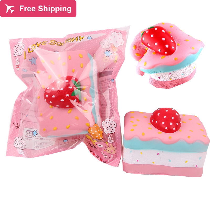 Squishy Unicorn/ Buah/ Roti Squishy Slow Springback Pu Square Strawberry Cake COD