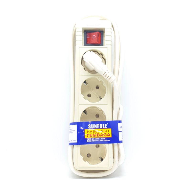 FSK-34 3M 4L Sunfree Stop Kontak Arde Switch Kabel 3 Meter 4 Lubang / Colokan Listrik