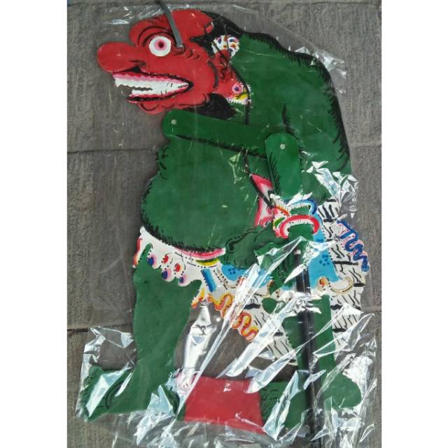 (BISA COD) KERAJINAN WAYANG KULIT BUTO IJO PEDALANGAN DEWASA 65x32 cm - RAKSASA HIJAU