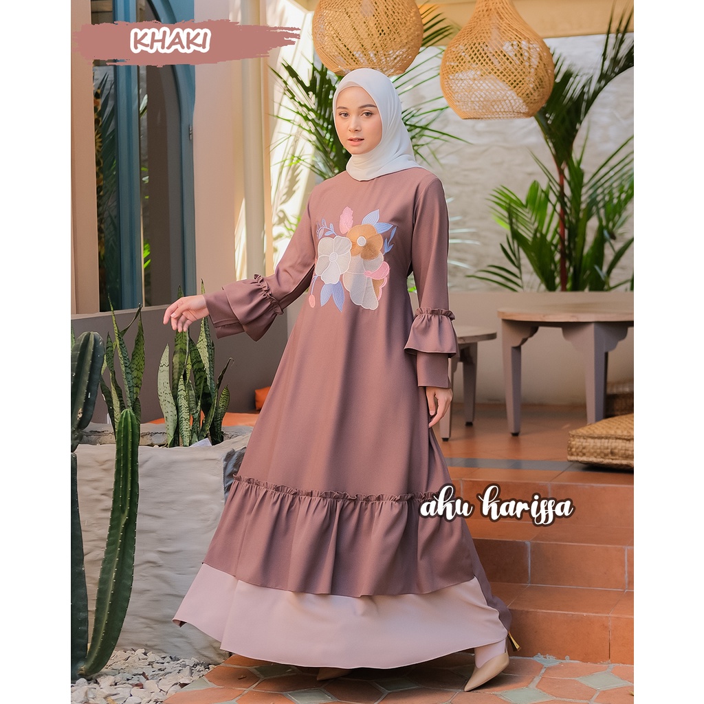 Nauren Dress Bordir ORI Aku Karissa - Gamis Bordir Aku Karissa