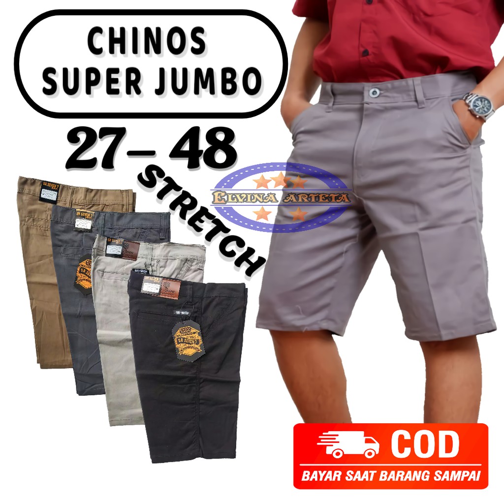 Celana Pendek Chino Pria Jumbo Big Size 27 - 46 Chino Original Bahan ASLI Melar