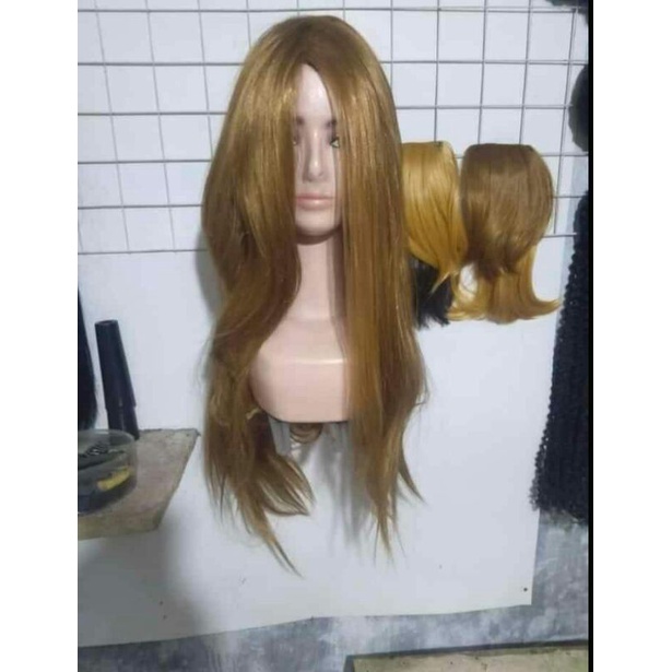 Rambut Palsu wanita wig human hair hairclip panjang belah poni samping human fashion koreaN